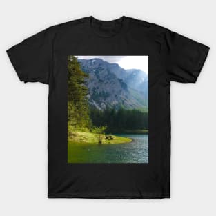 Green Lake in Austria with Bench T-Shirt